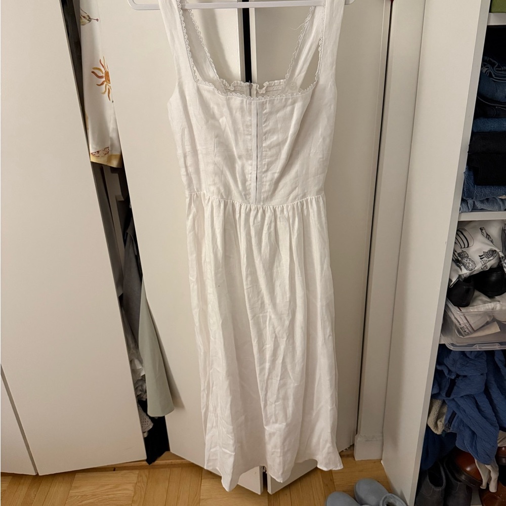 Reformation Tagliatelle Linen Dress - White